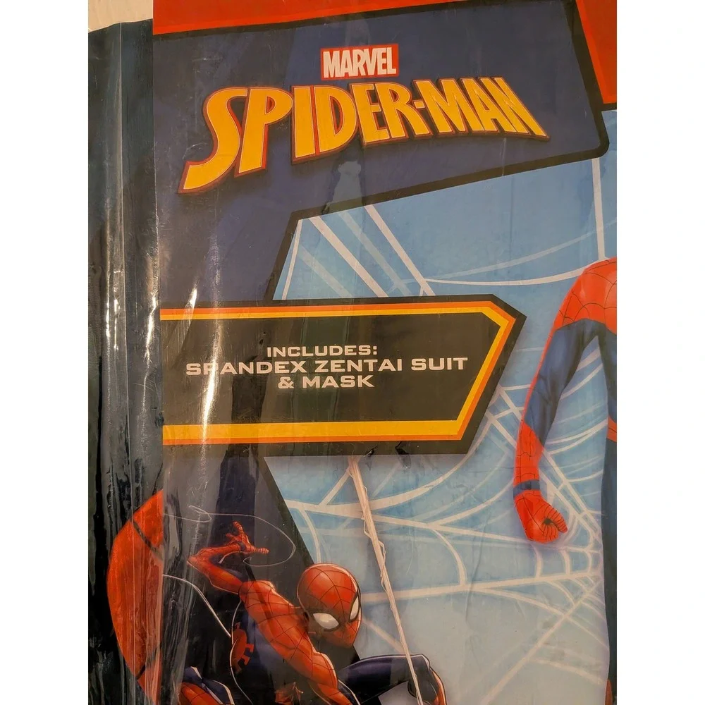 Marvel Spiderman Child Costume Spandex Zentai Suit Mask Large 10-12 Jazwares NEW